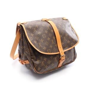 Louis Vuitton Bag Monogram Canvas Brown Shoulder Saumur Leather